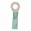 16-14 AWG Blue Polyolefin Insulated Heat Shrink 1/4 Ring Terminals, 100/bag