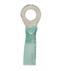 16-14 AWG Blue Polyolefin Insulated Heat Shrink 1/4 Ring Terminals, 100/bag
