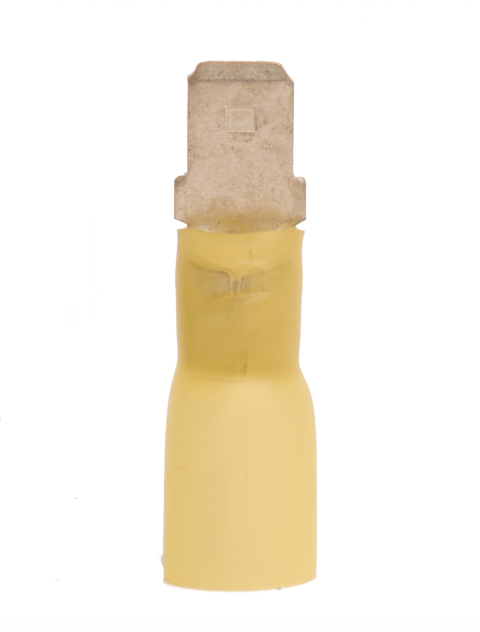 12-10 AWG Yellow Polyolefin Insulated Heat Shrink Disconnect Terminals, 100/bag