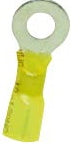 12-10 AWG Yellow Polyolefin Insulated Heat Shrink 3/8 Ring Terminals, 100/bag