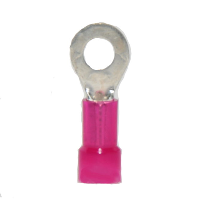 22-18 AWG Nylon Insulated #8 Stud Ring Terminal 100/Bag