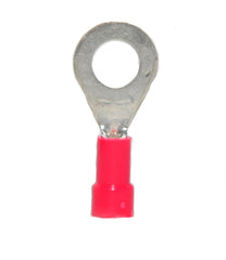 22-18 AWG Red Vinyl Insulated Butted Seam 1/4 Ring Terminals 100/bag