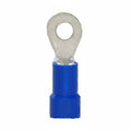 6 AWG Blue Vinyl Insulated Butted Seam 1/4 Ring Terminals 100/bag