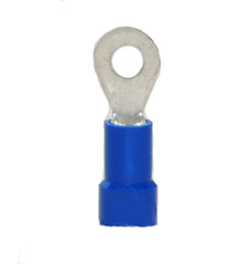 6 AWG Blue Vinyl Insulated Butted Seam 1/4 Ring Terminals 100/bag