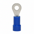 16-14 AWG Blue Vinyl Insulated Butted Seam #6 Ring Terminals, 100/bag