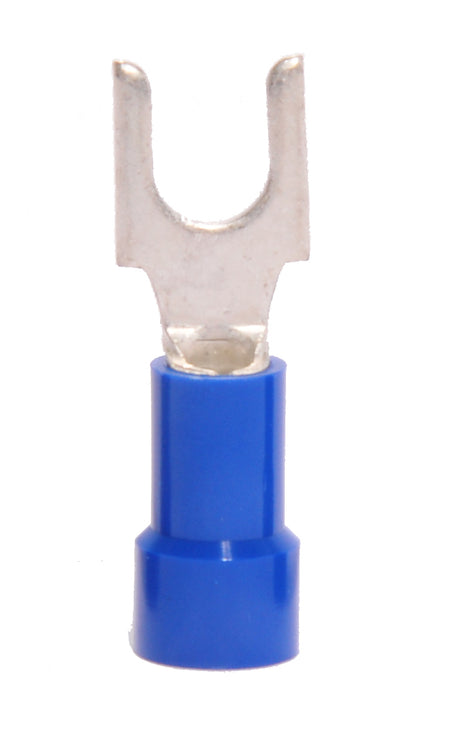16-14 AWG Blue Vinyl Insulated Block Spade Terminals, 100/bag