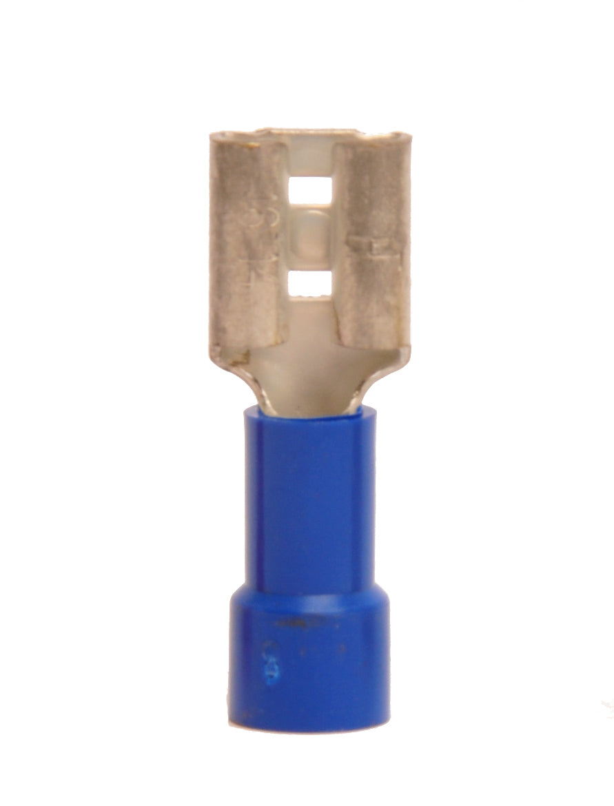 16-14 AWG Blue Vinyl Insulated Butted Seam Disconnect Terminals, 100/bag