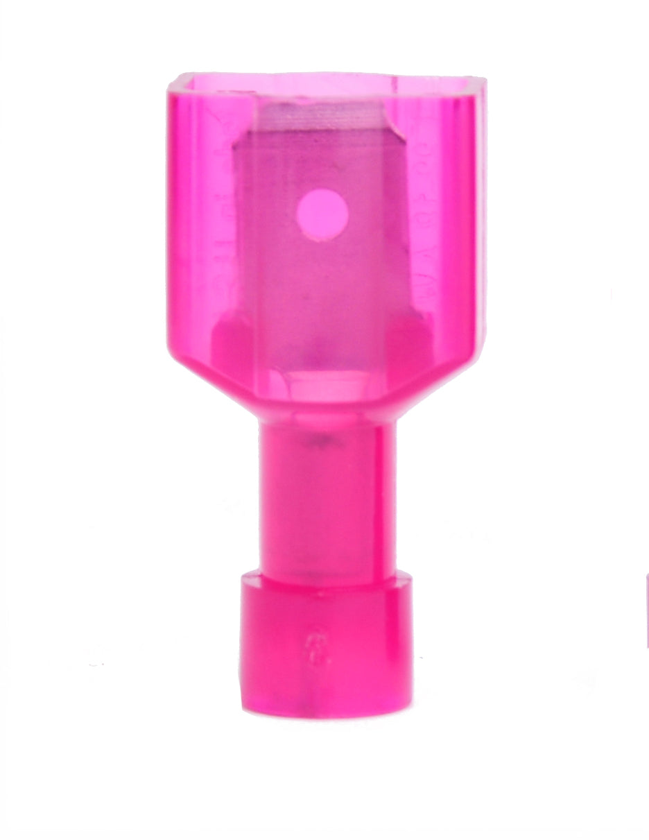 22-18 AWG Red Nylon Insulated Fully Insulated Style B Disconnect Terminals, 100/bag