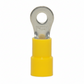 12-10 AWG Yellow Vinyl Insulated Butted Seam #6 Ring Terminals, 100/bag