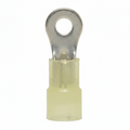 12-10 AWG Yellow Nylon Insulated Butted Seam #6 Ring Terminals, 100/bag
