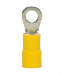 12-10 AWG Yellow Vinyl Insulated Butted Seam #10 Ring Terminals 100/bag