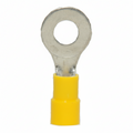 12-10 AWG Yellow Vinyl Insulated Butted Seam 1/4 Ring Terminals, 100/bag