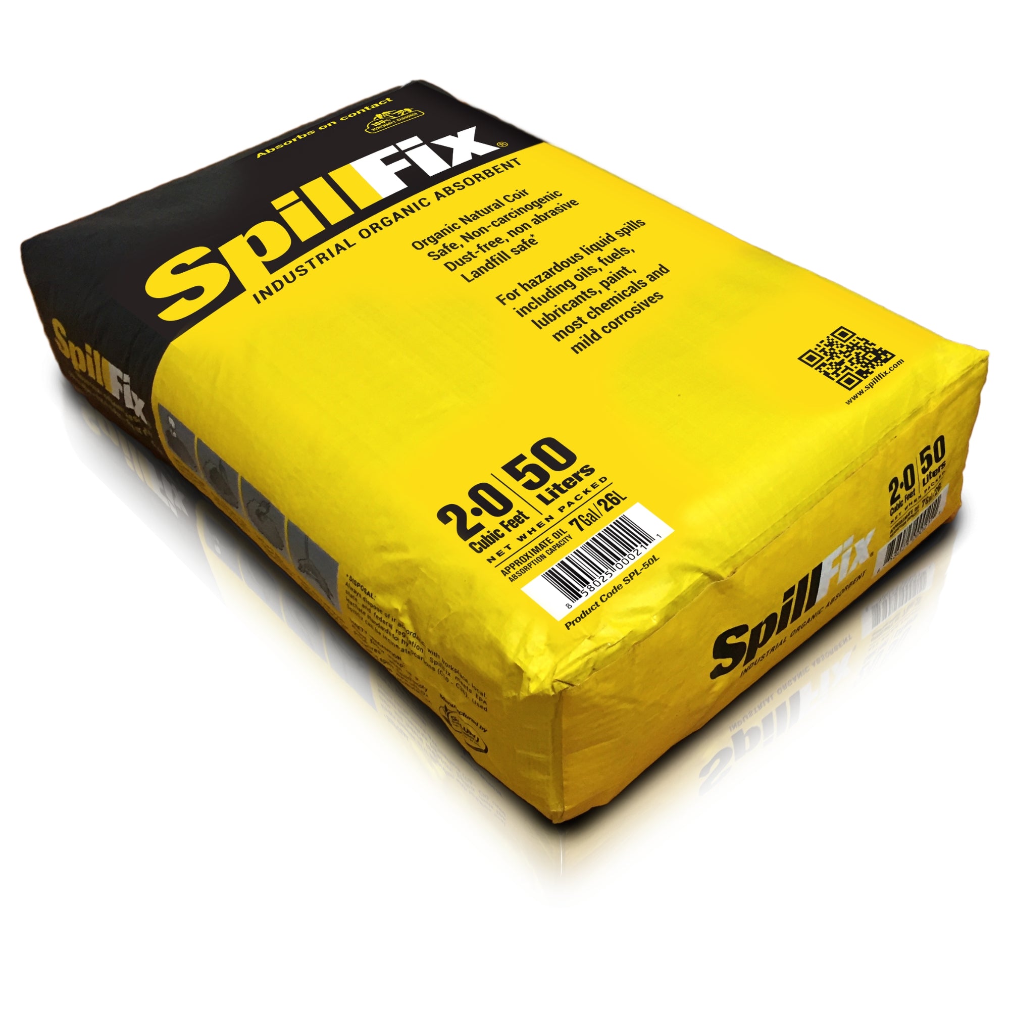 SpillFix 13 Gallon Granular Absorbent Bag, Coconut Coir Spill Absorbent, Non-Toxic, Industrial Oil & Liquid Cleanup, 50L / 20 lb product image