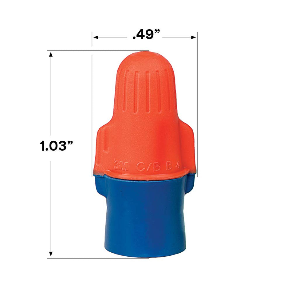 3M O/B+ Performance Plus Wire Connectors, 22-12 AWG, Orange/Blue, 500/Jug