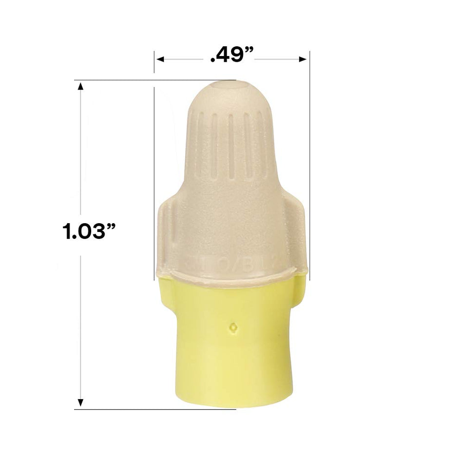 3M T/Y+ Performance Plus Wire Connectors, 22-12 AWG, Tan/Yellow, 500/Jug