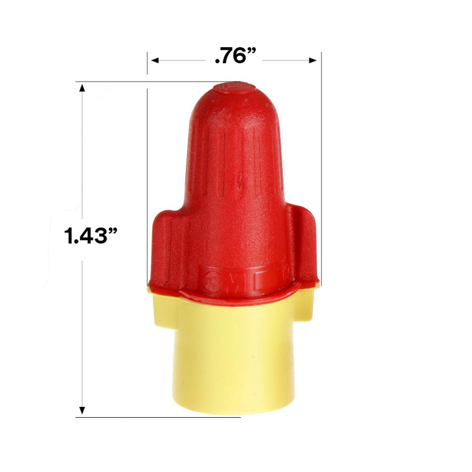 3M R/Y+ Performance Plus Wire Connectors, 22-8 AWG, Red/Yellow, 500/Jug