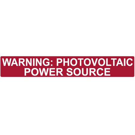 HellermannTyton 596-00206 Solar Label, Reflective, 2017 Code, WARNING PHOTOVOLTAIC POWER SOURCE, 6.5" x 1.0", VL, Red, 50/pkg