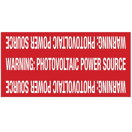 HellermannTyton 596-00207 Solar Marker, Non-Adhesive, WARNING: PV POWER SOURCE, 4" x 2", VL, Red, 25/pkg
