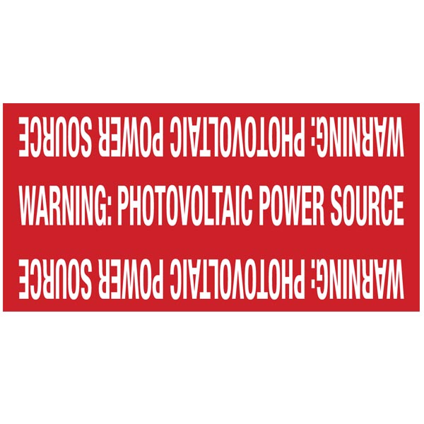 HellermannTyton 596-00207 Solar Marker, Non-Adhesive, WARNING: PV POWER SOURCE, 4" x 2", VL, Red, 25/pkg