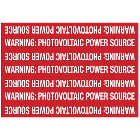 HellermannTyton 596-00208 Solar Marker, Non-Adhesive, WARNING: PV POWER SOURCE, 7.25" x 5", VL, Red, 25/pkg