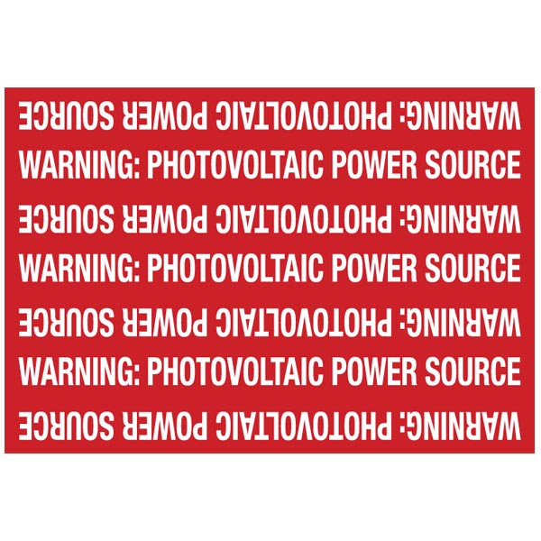 HellermannTyton 596-00208 Solar Marker, Non-Adhesive, WARNING: PV POWER SOURCE, 7.25" x 5", VL, Red, 25/pkg