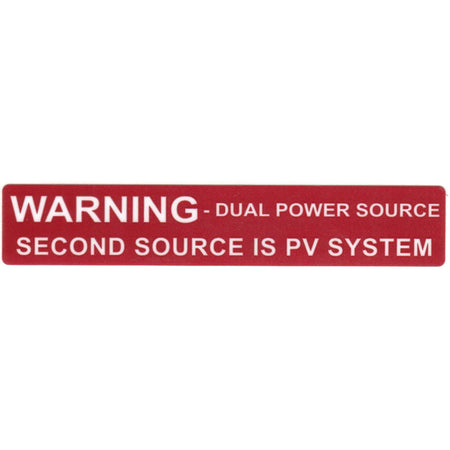 HellermannTyton 596-00231 Solar Label, WARNING DUAL POWER SOURCE…SYSTEM, 4.125" x .75", VL, Red, 50/roll