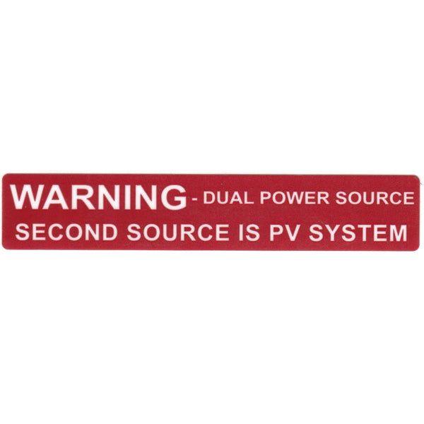 HellermannTyton 596-00231 Solar Label, WARNING DUAL POWER SOURCE…SYSTEM, 4.125" x .75", VL, Red, 50/roll