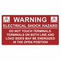 HellermannTyton 596-00233 Solar Label, WARNING ELECTRICAL SHOCK HAZARD, 3.75" x 2.0", VL, Red, 50/roll