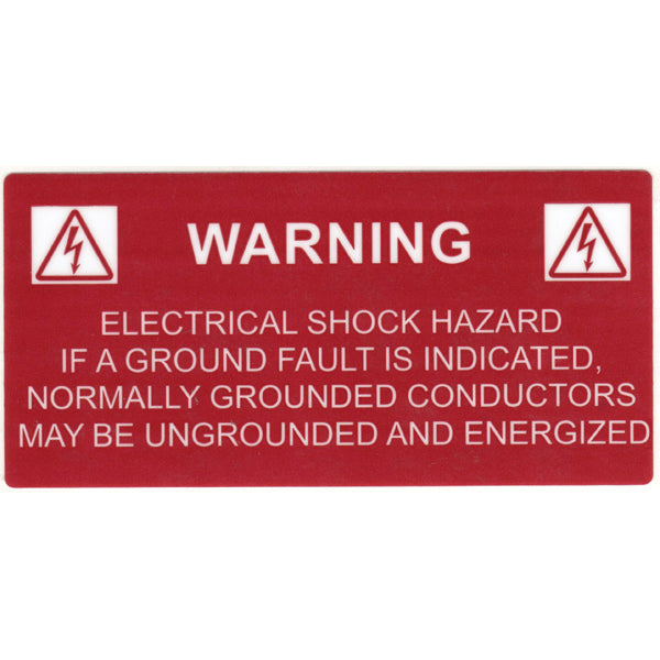 HellermannTyton 596-00234 Solar Label, WARNING GROUNDED CONDUCTORS ENERGIZED..., 4.125" x 2.0", VL, Red, 50/roll
