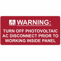 HellermannTyton 596-00235 Solar Label, WARNING TURN OFF PHOTOVOLTAIC PRIOR TO WORKING..., 4.125" x 2.0", VL, Red, 50/roll