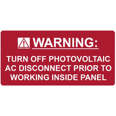 HellermannTyton 596-00235 Solar Label, WARNING TURN OFF PHOTOVOLTAIC PRIOR TO WORKING..., 4.125