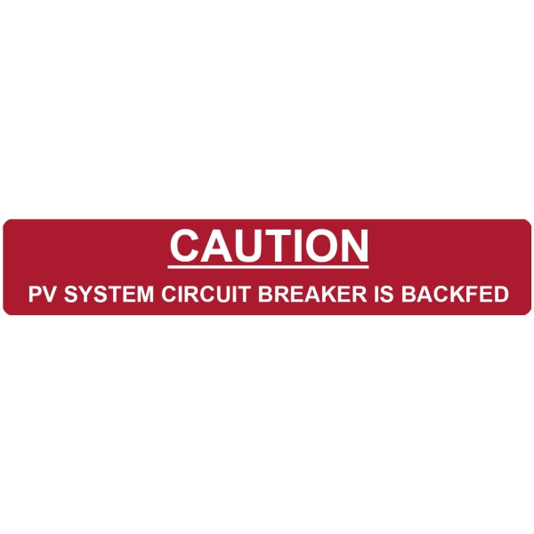 HellermannTyton 596-00236 Solar Label, CAUTION PHOTOVOLTAIC SYSTEM BACKFED, 4.12" x .75", VL, Red, 50/roll