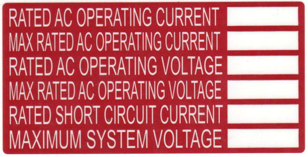 HellermannTyton 596-00240 Solar Label, Printable, 2017 Code, DC BACKUP SYSTEM, 4.0" x 2.0", PET, Red, 50/roll