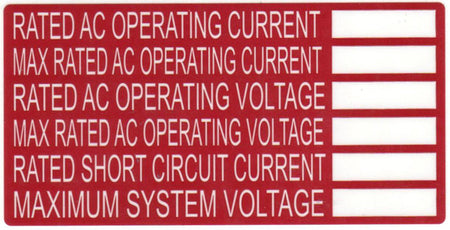 HellermannTyton 596-00240 Solar Label, Printable, 2017 Code, DC BACKUP SYSTEM, 4.0" x 2.0", PET, Red, 50/roll