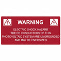 HellermannTyton 596-00258 Solar Label, WARNING ELECTRICAL SHOCK HAZARD, 4.125" x 2.0", VL, Red, 50/roll