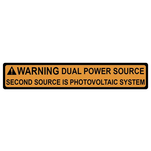 HellermannTyton 596-00495 Solar Label, 2017 Code, WARNING DUAL POWER SOURCE…SYSTEM, 4.125" x .75", VL, Orange, 50/roll