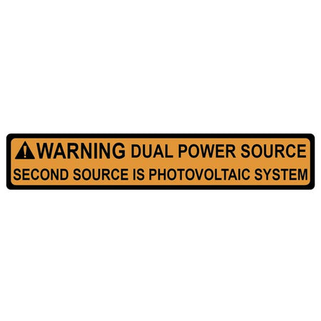HellermannTyton 596-00495 Solar Label, 2017 Code, WARNING DUAL POWER SOURCE…SYSTEM, 4.125" x .75", VL, Orange, 50/roll