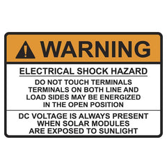 HellermannTyton 596-00496 Solar Label, WARNING ELECTRICAL SHOCK HAZARD…DC VOLTAGE, 3.75