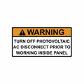 HellermannTyton 596-00499 Solar Label, 2017 Code, WARNING TURN OFF PV PRIOR TO..., 4.125" x 2.0", VL, Orange/White, 50/roll