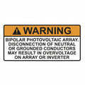 HellermannTyton 596-00590 Solar Label, WARNING BIPOLAR PV ARRAY, 3.75" x 2.0", VL, Orange/White, 50/roll