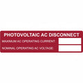 HellermannTyton 596-00652 Solar Label, Printable, PHOTOVOLTAIC AC DISCONNECT, 3.75" x 1.0", PET, Red, 50/roll
