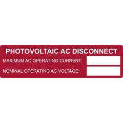 HellermannTyton 596-00652 Solar Label, Printable, PHOTOVOLTAIC AC DISCONNECT, 3.75
