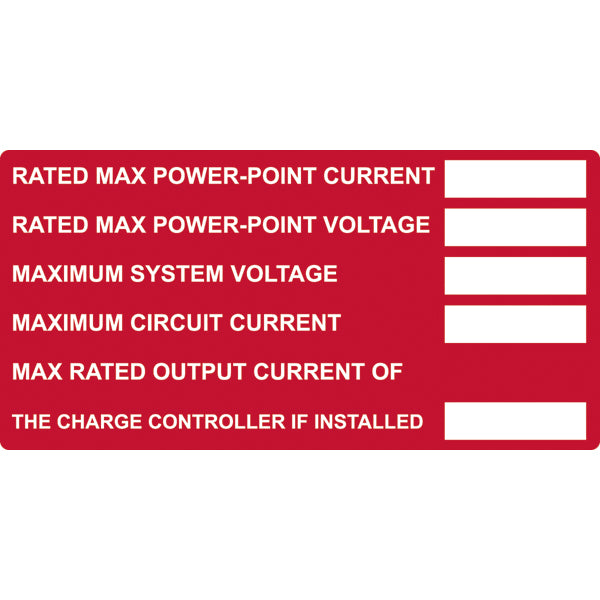 HellermannTyton 596-00653 Solar Label, Printable, DC Module, 4.0" x 2.0", PET, Red, 25/roll