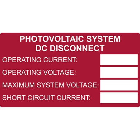 HellermannTyton 596-00654 Solar Label, Printable, DC Rating, 3.75" x 2.0", PET, Red, 50/roll