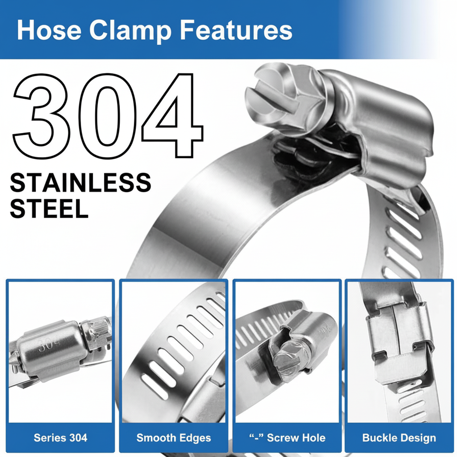 50-Pack Goliath Industrial Stainless Steel Hose Clamps - 1-3/8" To 2" (35mm-51mm)