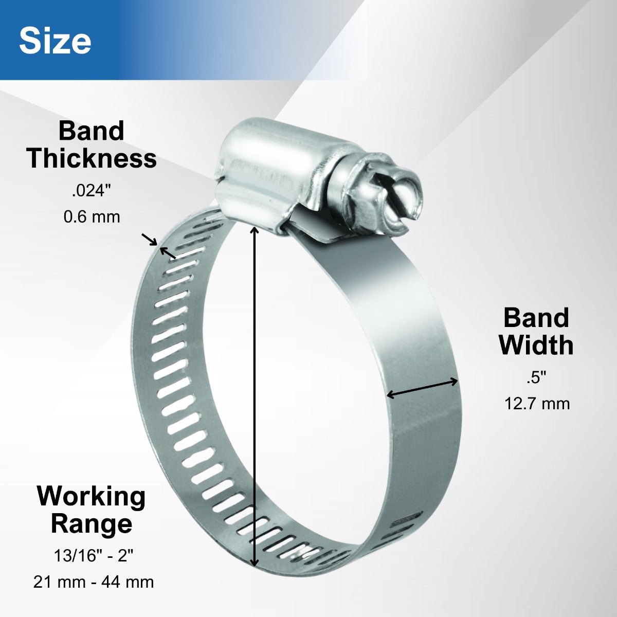 #20S All Stainless Steel Hose Clamp 10/box