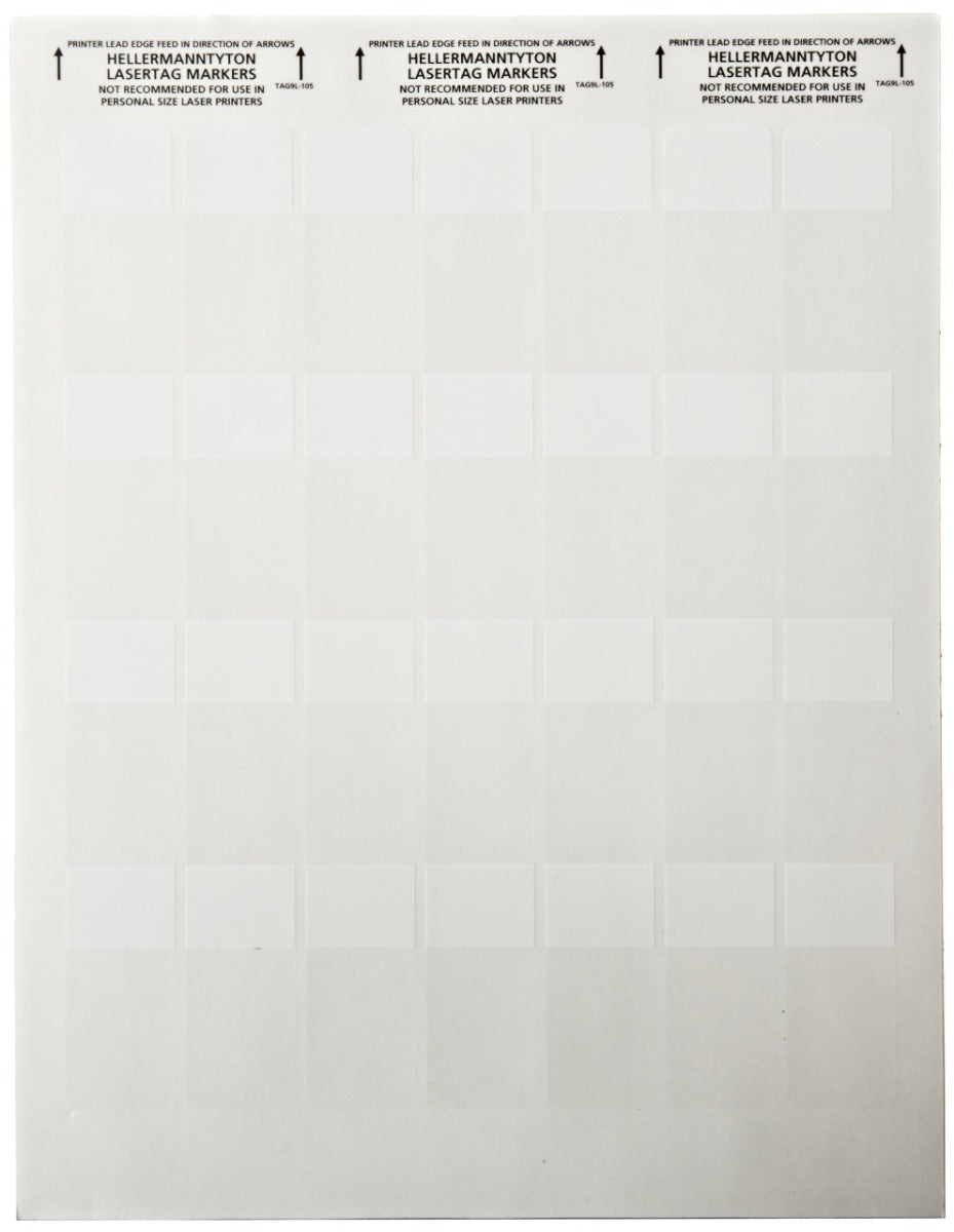 HellermannTyton TAG9L-105 Laser Print Label, Self-Laminating, 1.0" x .75" x 2.25", 28 Per Sheet, PET, White, 1000/pkg