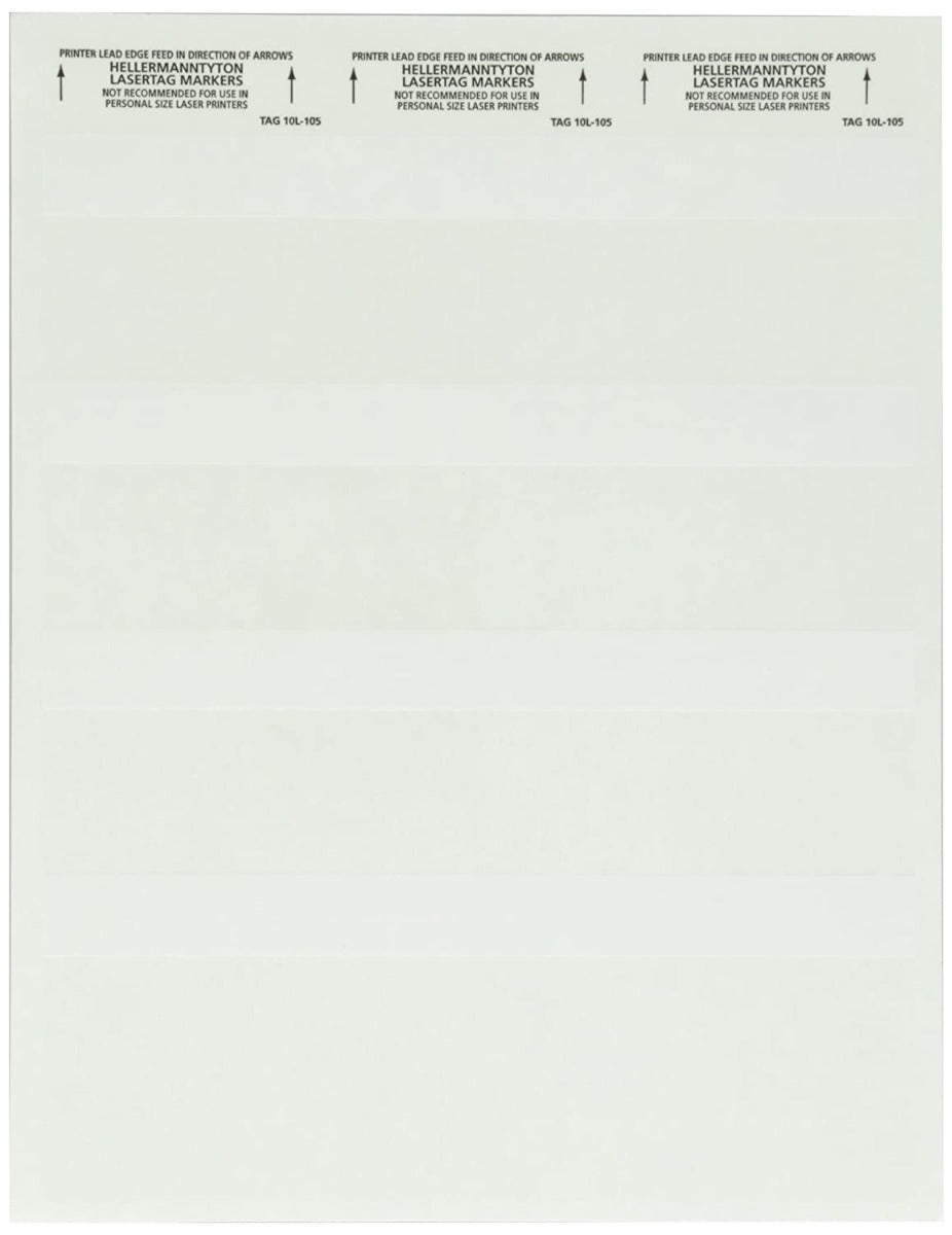 HellermannTyton TAG10L-105 Laser Tag Label, Self-Laminating, 2.0" x .75" x 2.25", 16 Per Sheet, PET, White, 1000/pkg