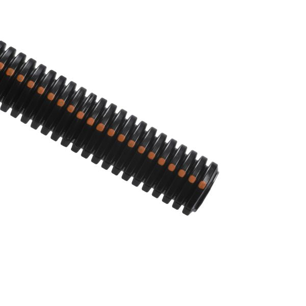 HellermannTyton 904-00358 Convoluted Tubing, Slit, .75" Dia, PEUV, Black with Orange Stripe, 4200ft/carton