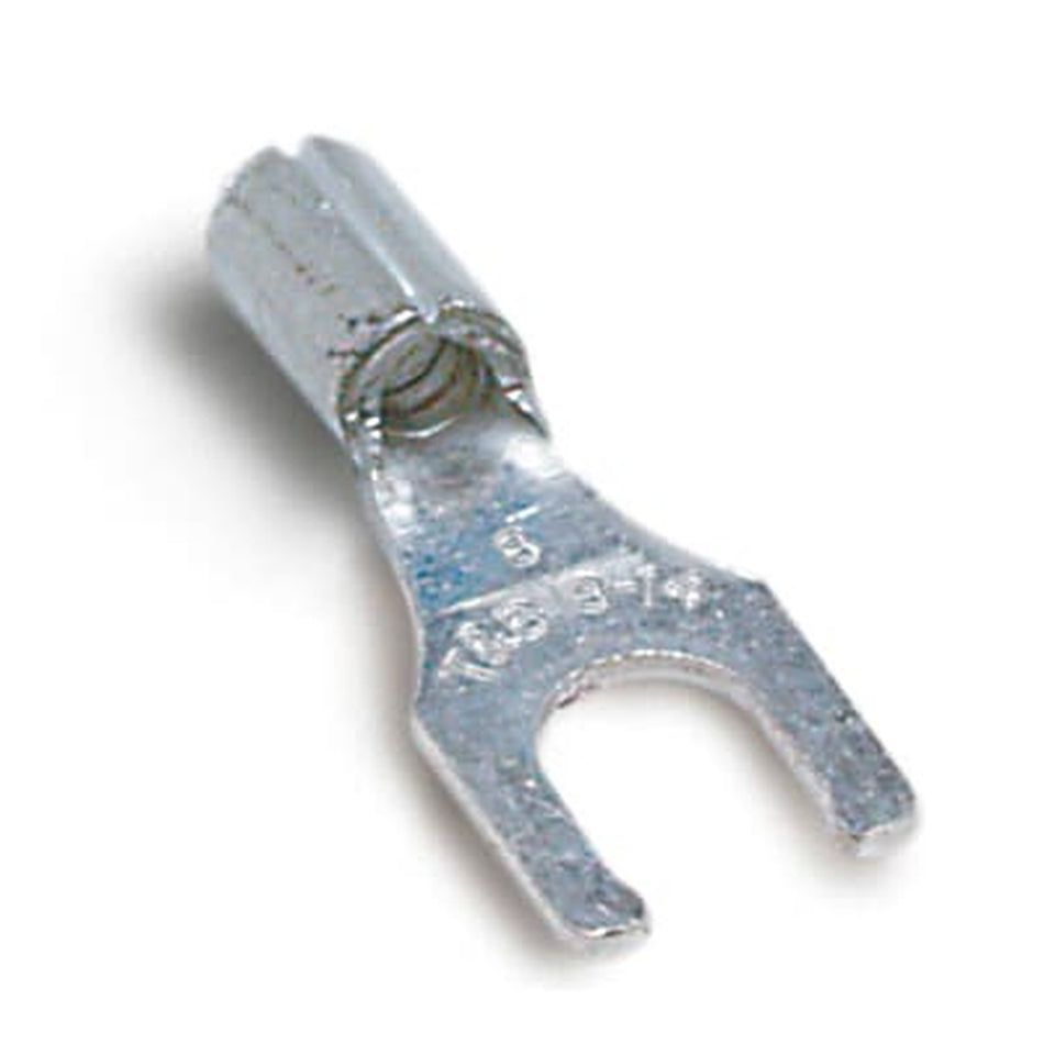 Sta-Kon Non-Insulated Fork Terminal, 18-14 AWG, #6 Stud, Metallic, 100 Pack